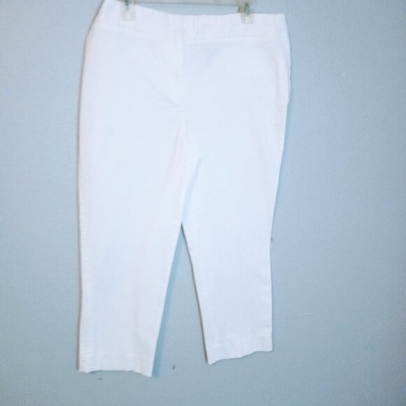 WOMEN'S ANNE KLEIN ANKLE LENGTH HIGH RISE WHITE PANTS.  SIZE 8 - Picture 1 of 8